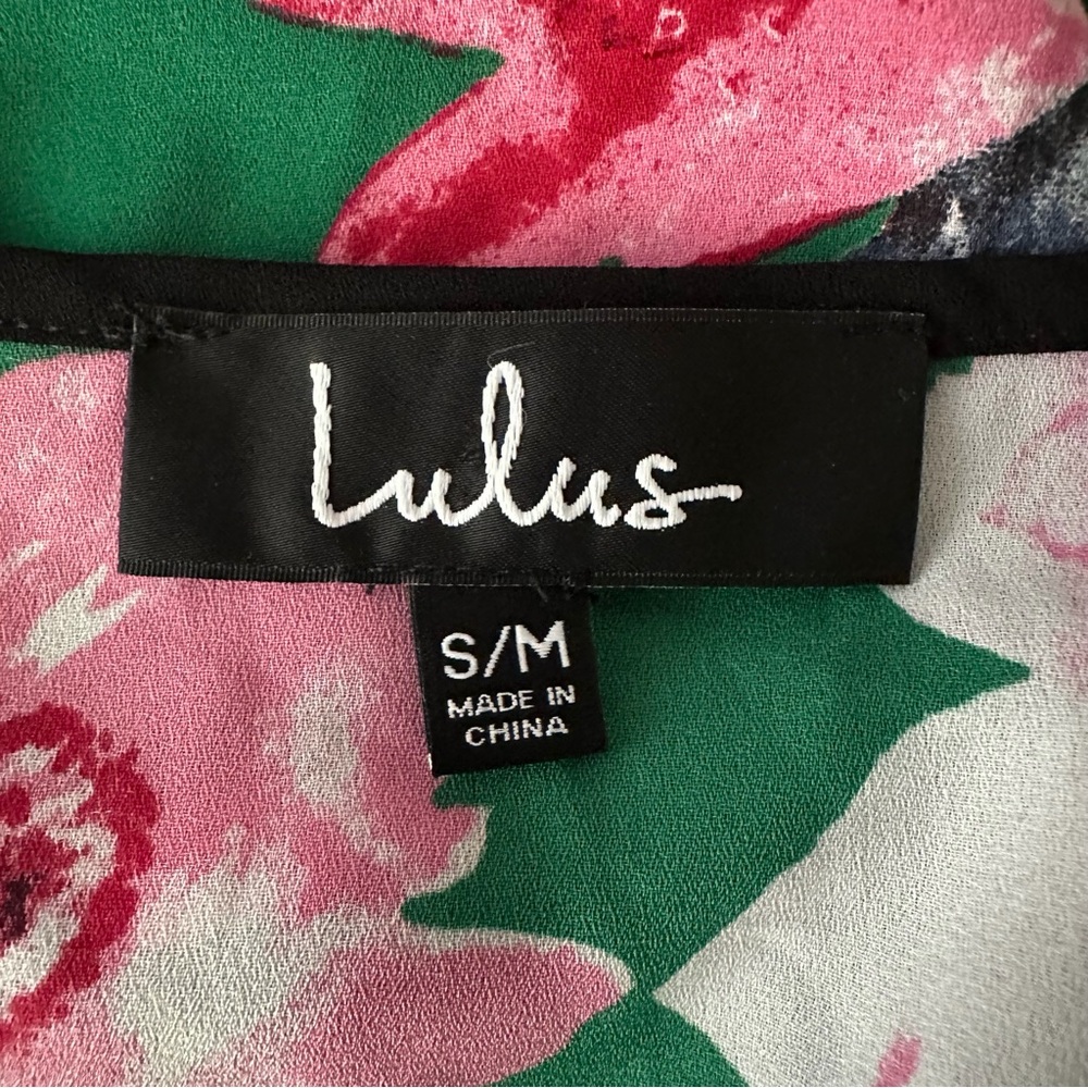 Lulus Green Floral Kimono Topper Size S/M Summer Classic Vacation Beach Casual - Picture 10 of 12
